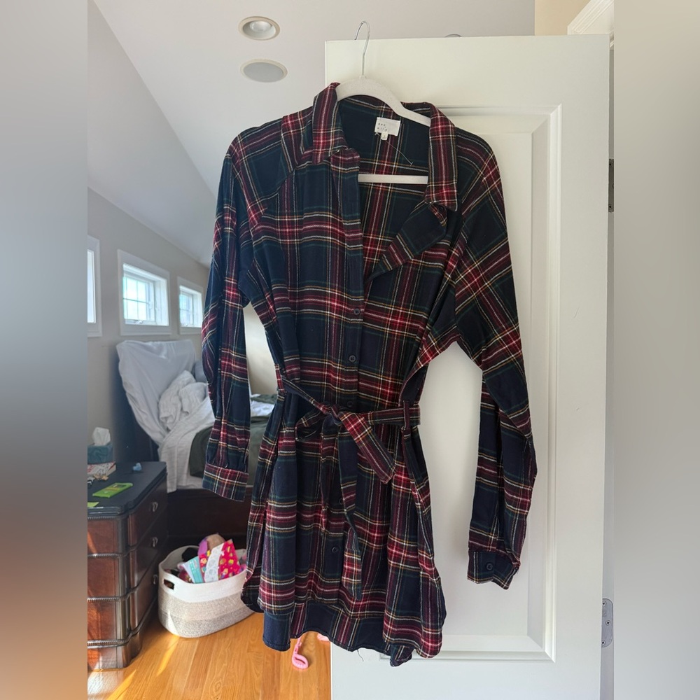 Dee Elly Riana Cotton Plaid Belted Dress